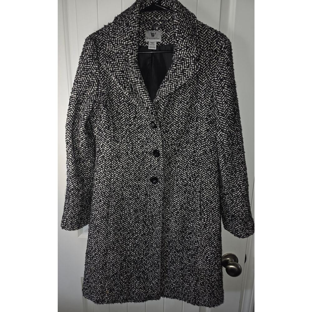 Worthington black and white tweed wool blend coat Excellent Condition Small
